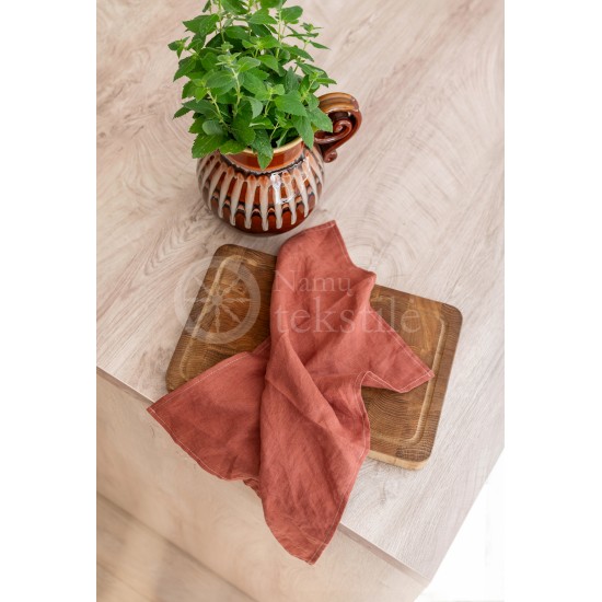 Soft linen kitchen towel 35x50 BROWN-RED